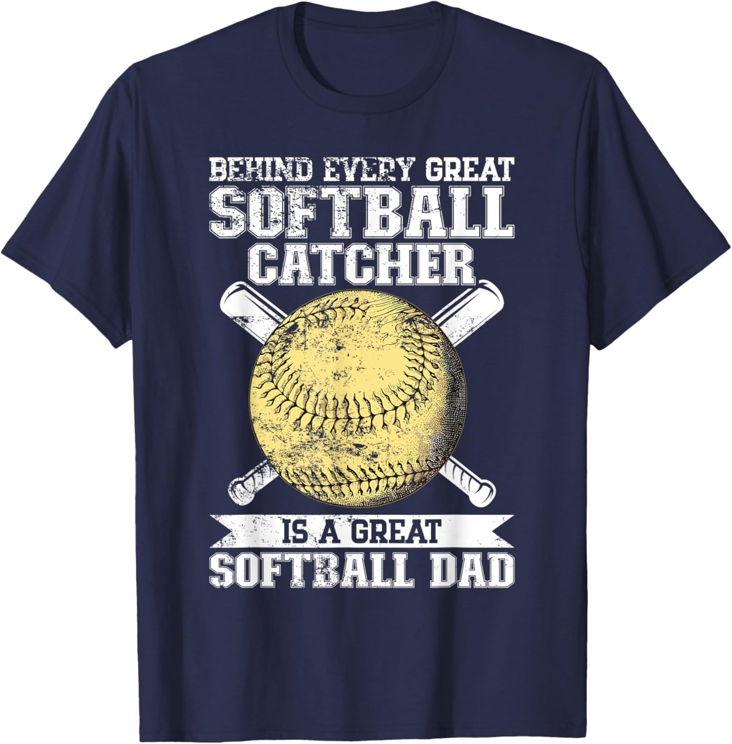 Softball Catcher Dad Pitcher Fastpitch Coach Fathers Day T-Shirt - T-Shirt | Navy