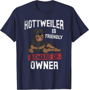Friendly Rottie Lover Dog Pet Owner Animal Funny Rottweiler T-Shirt - T-Shirt | Navy