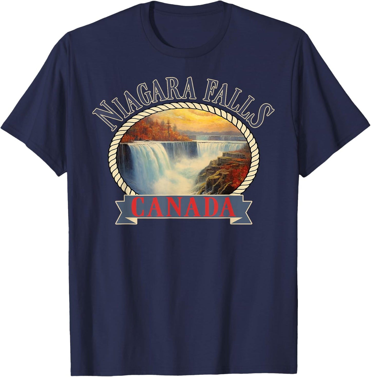 Niagara Falls Canada USA Nature river T-Shirt - T-Shirt | Navy