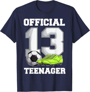 Soccer 13 Year Old Birthday Boy Shirt, Official Teenager T-Shirt - T-Shirt | Navy