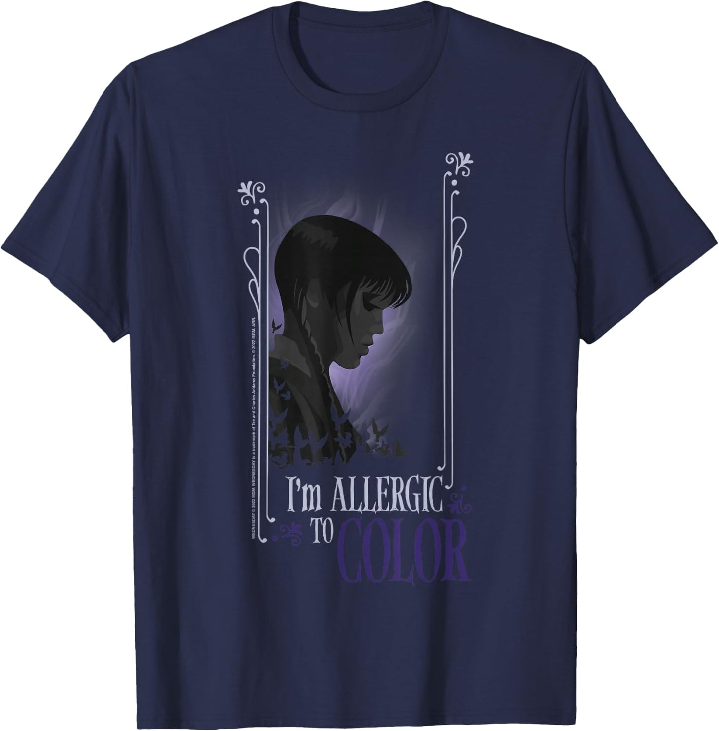 Wednesday I'm Allergic To Color Quote T-Shirt - T-Shirt | Navy