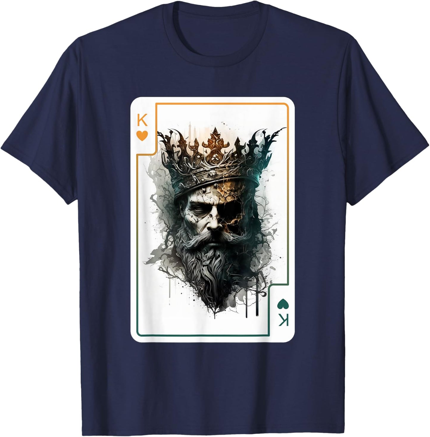 King of Hearts Creepy Card Game Poker Gothic Halloween T-Shirt - T-Shirt | Navy