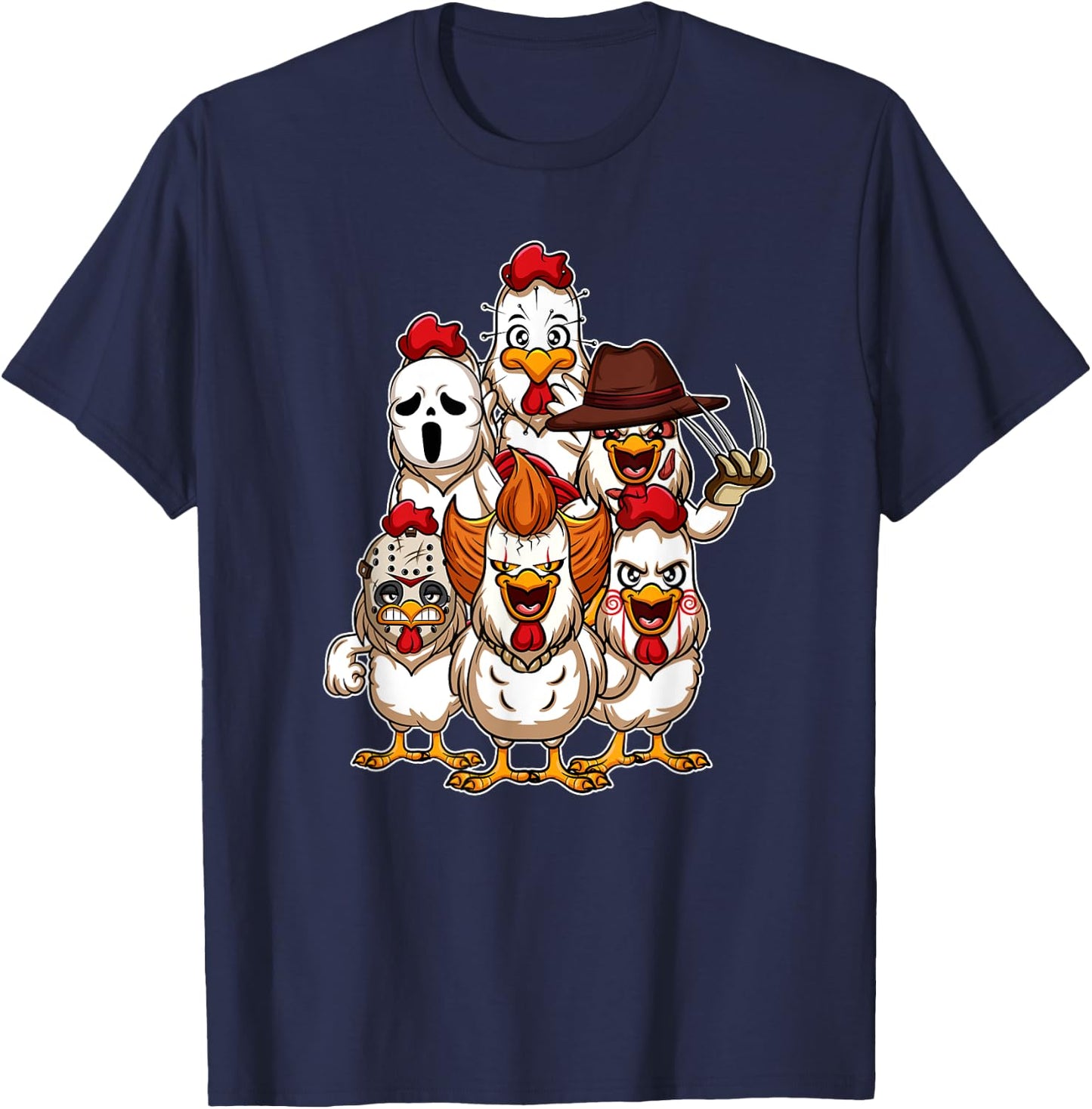 My Little Horror Crew - Halloween Chicken Horror Movie T-Shirt - T-Shirt | Navy