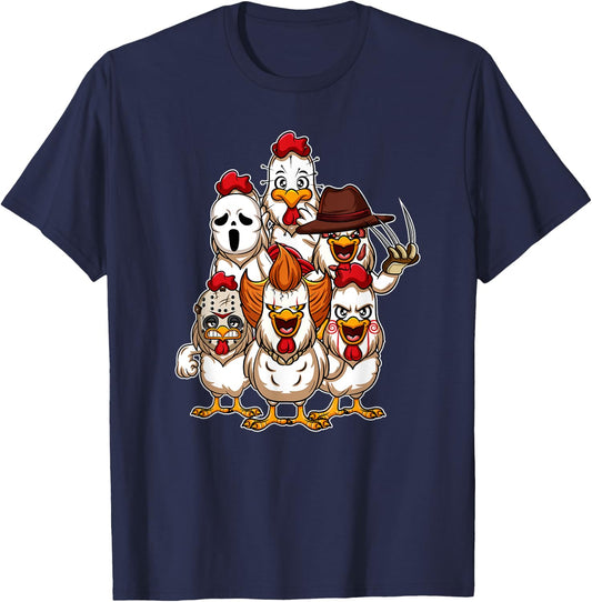 My Little Horror Crew - Halloween Chicken Horror Movie T-Shirt - T-Shirt | Navy
