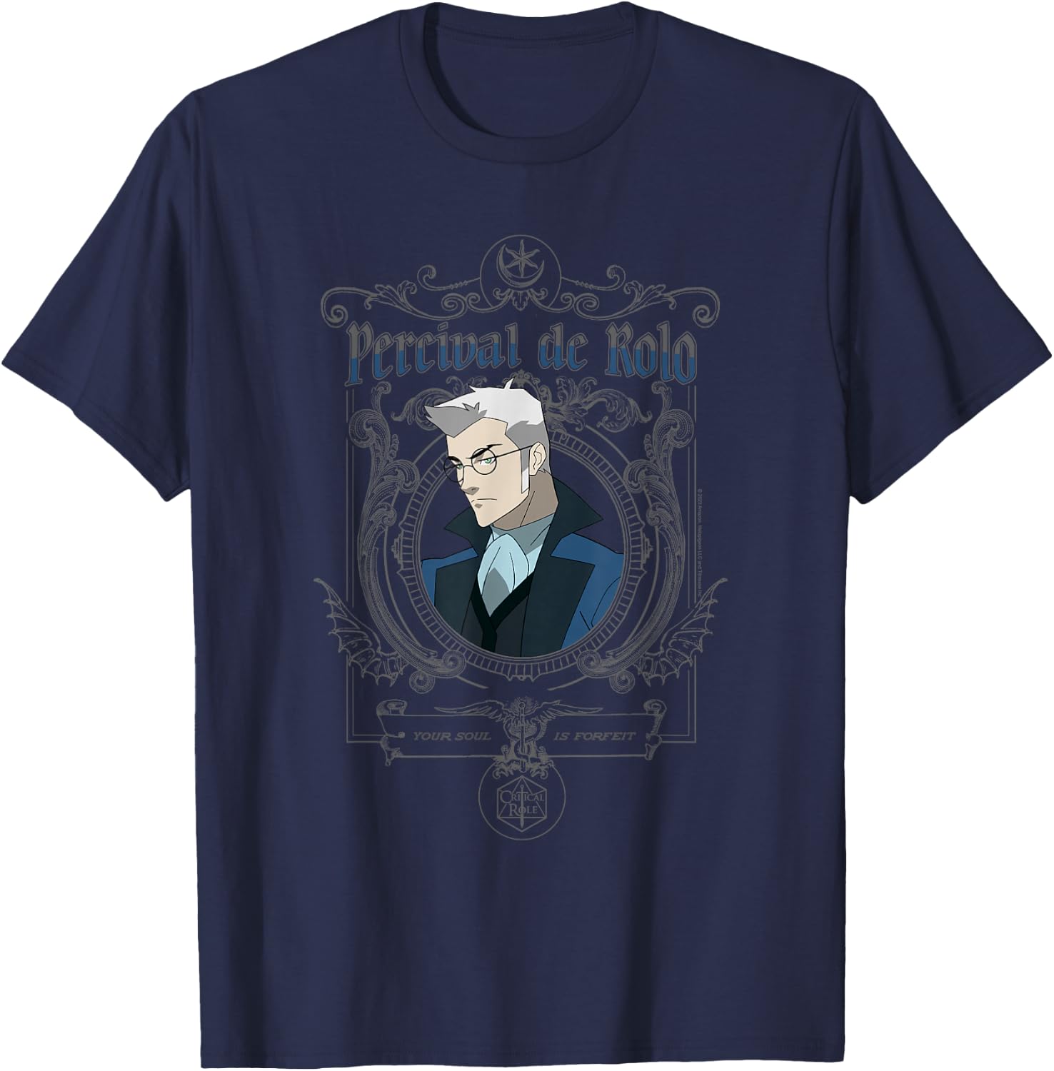 The Legend of Vox Machina Percy Goth Frame Small T-Shirt - T-Shirt | Navy