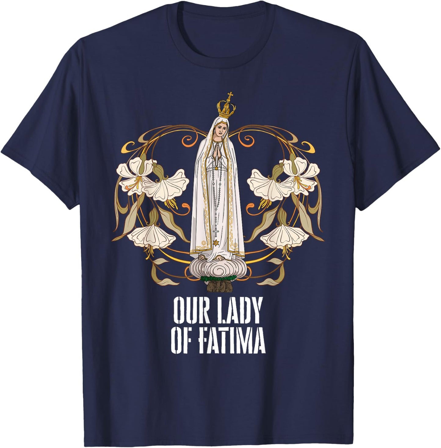 Our Lady of Fatima Marian Catholic T-Shirt - T-Shirt | Navy