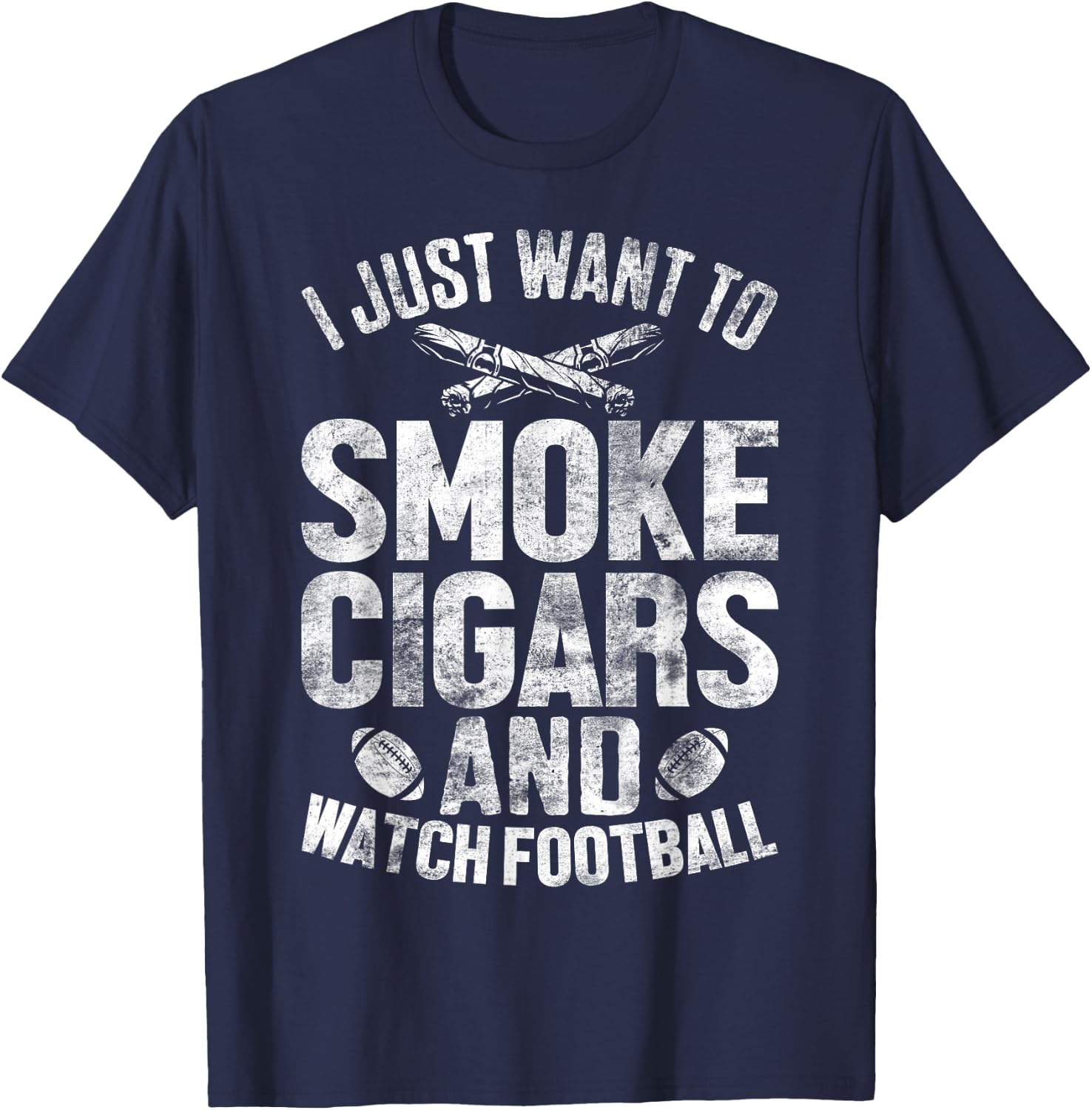 Smoke Cigars Funny Cigars Smoking for Football Enthusiasts T-Shirt - T-Shirt | Navy