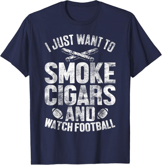 Smoke Cigars Funny Cigars Smoking for Football Enthusiasts T-Shirt - T-Shirt | Navy