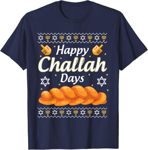 Happy Challah Days Hanukkah T-Shirt - T-Shirt | Navy