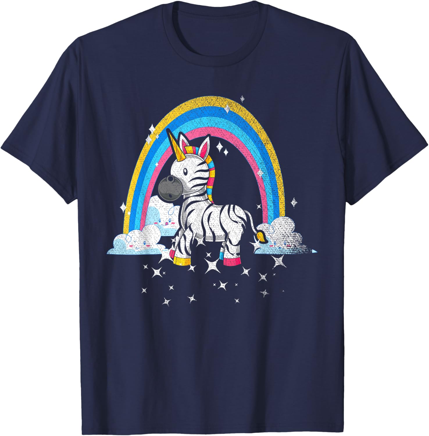 Rainbow Zebracorn Africa Animal Fantasy Zebra Unicorn T-Shirt - T-Shirt | Navy