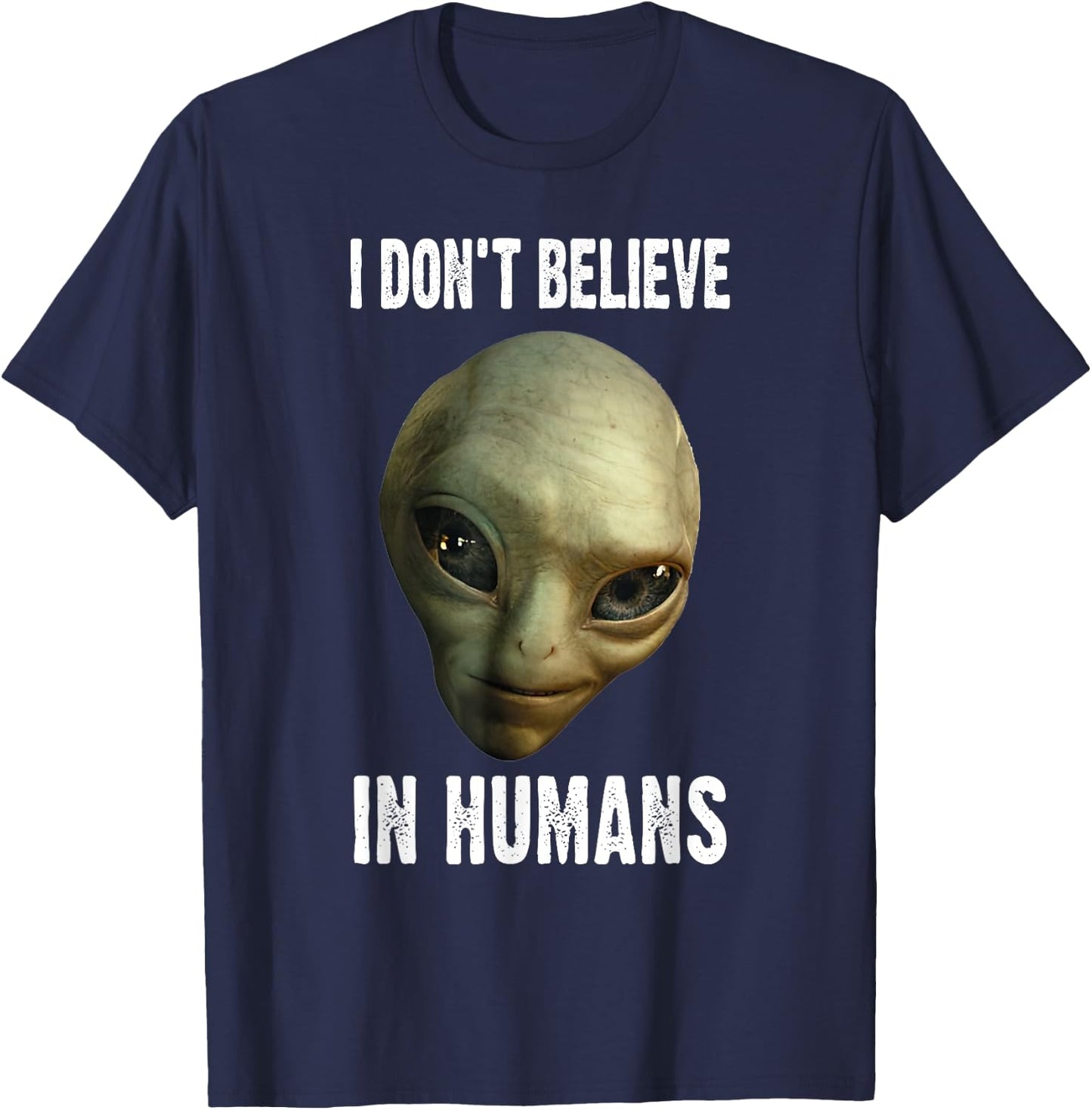 Green Turquoise Alien Face Halloween Costume T-Shirt - T-Shirt | Navy