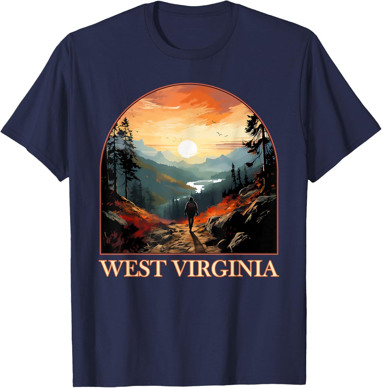 West Virginia WV Hiking Mountain State Pride T-Shirt - T-Shirt | Navy