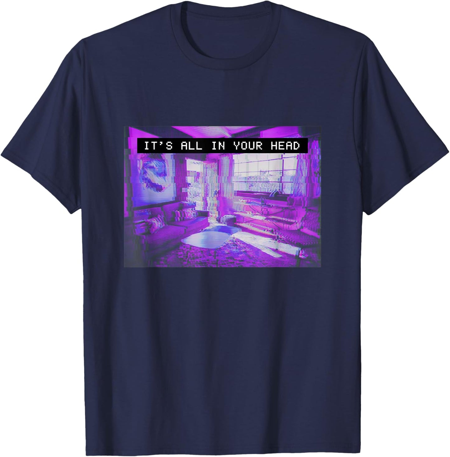 Vaporwave Aesthetic 80s Synthwave It's All in Your Mind Head T-Shirt - T-Shirt | Navy