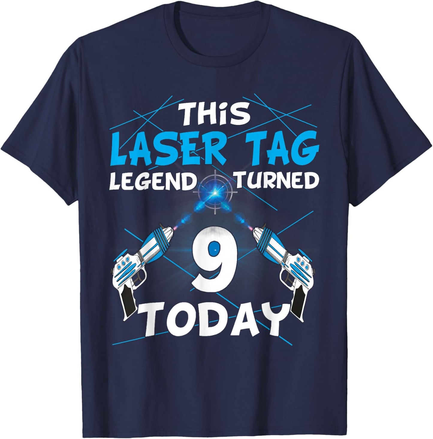 Lasertag Birthday Party - laser tag 9 years birthday T-Shirt - T-Shirt | Navy