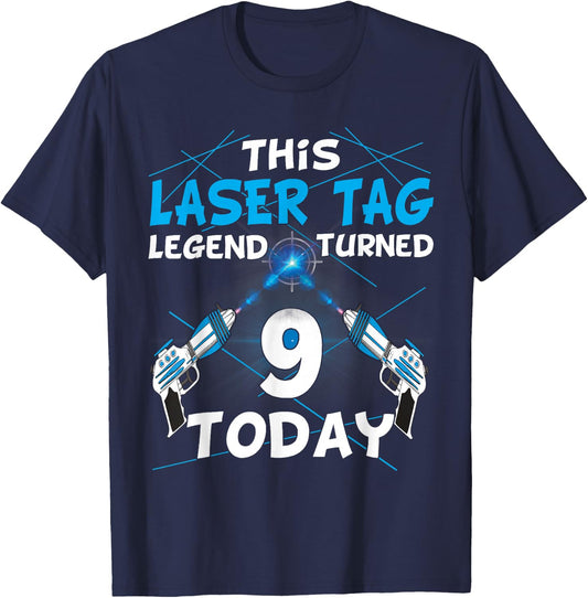 Lasertag Birthday Party - laser tag 9 years birthday T-Shirt - T-Shirt | Navy