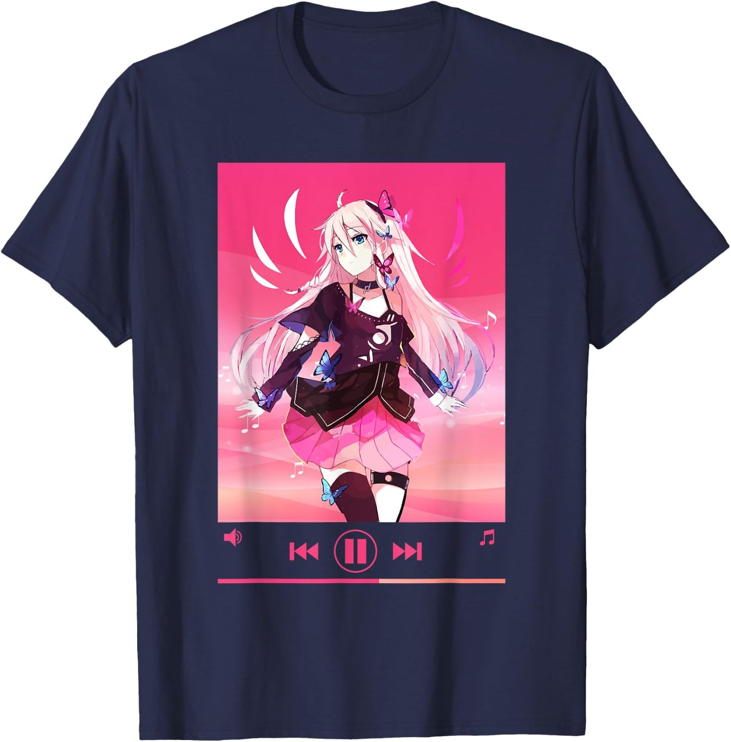 Anime Merch Anime Girl Cosplay Aesthetic Vaporwave Manga T-Shirt - T-Shirt | Navy