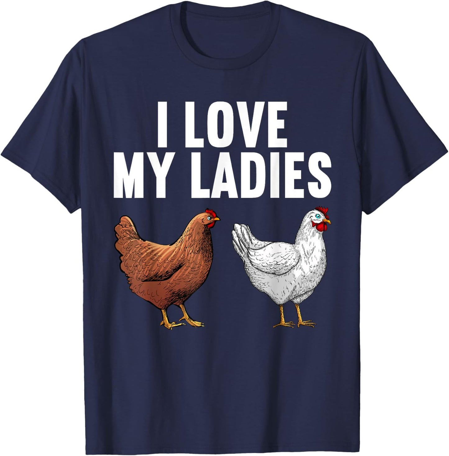 Cool Chicken Art Women Dad Rooster Chicken Farmer T-Shirt - T-Shirt | Navy