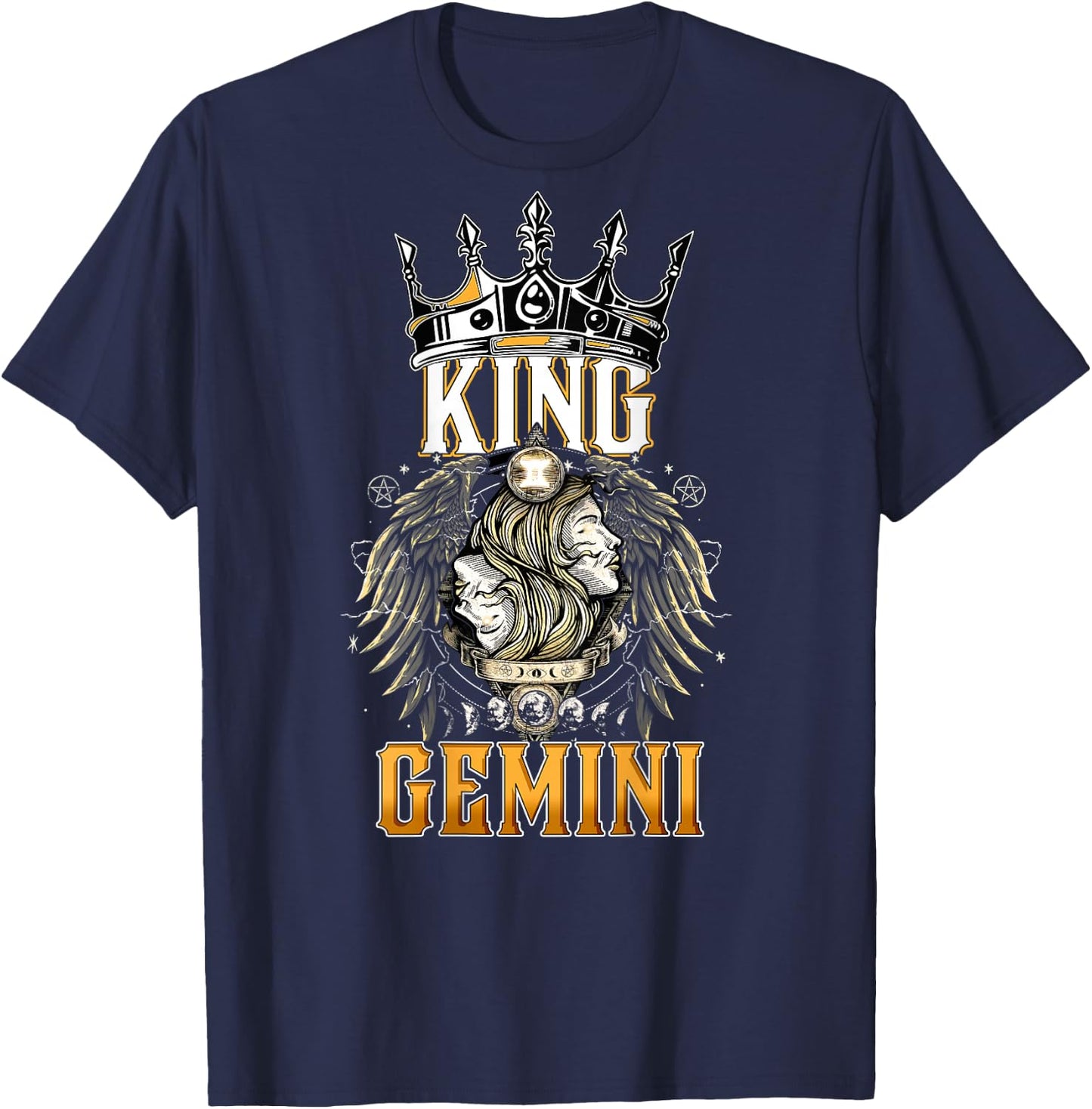 Happy Birthday Gemini King Black King Zodiac Birthday T-Shirt - T-Shirt | Navy