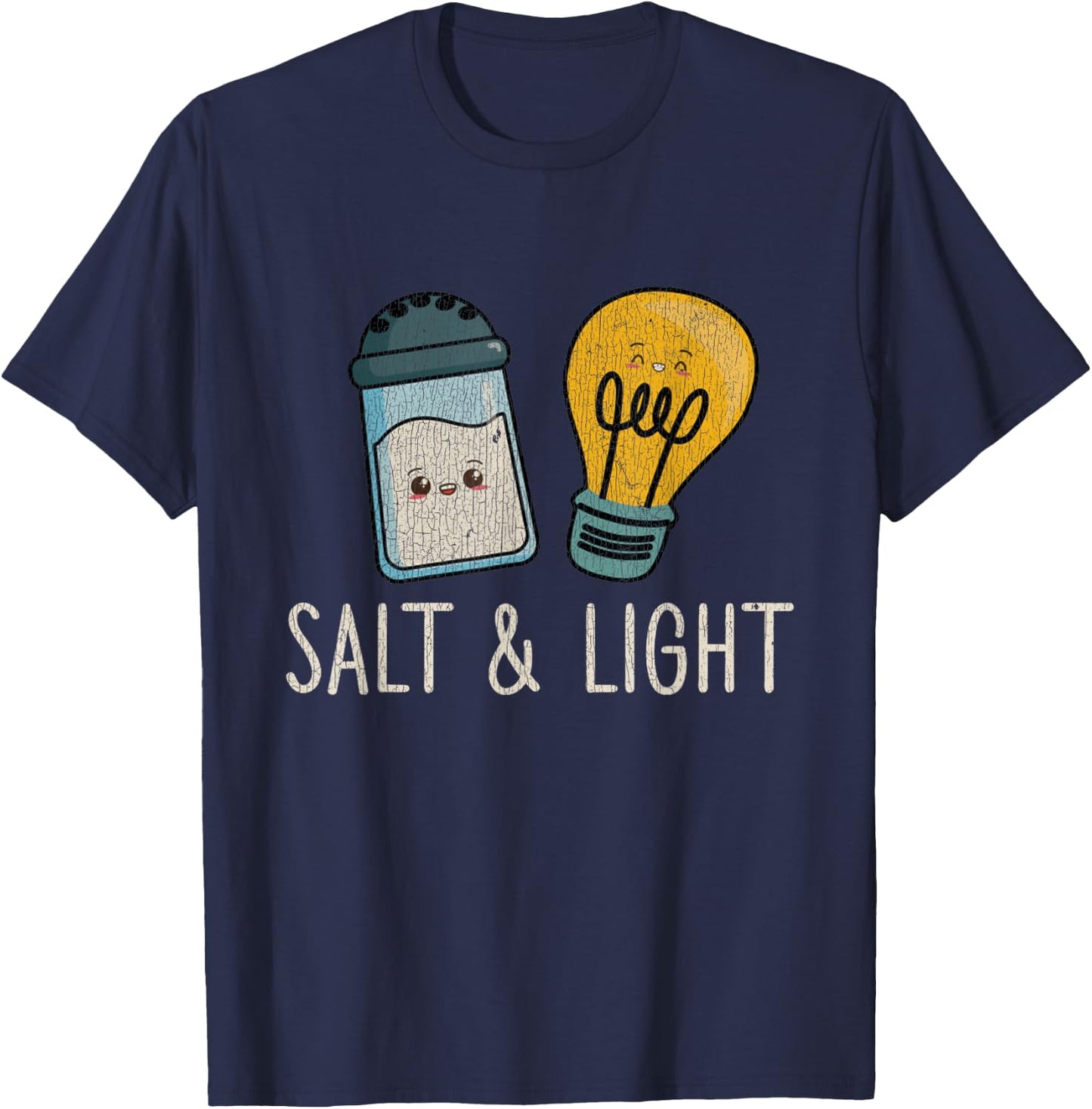Vintage Cute Salt Light Bible Verse Matthew Proud Christian T-Shirt - T-Shirt | Navy