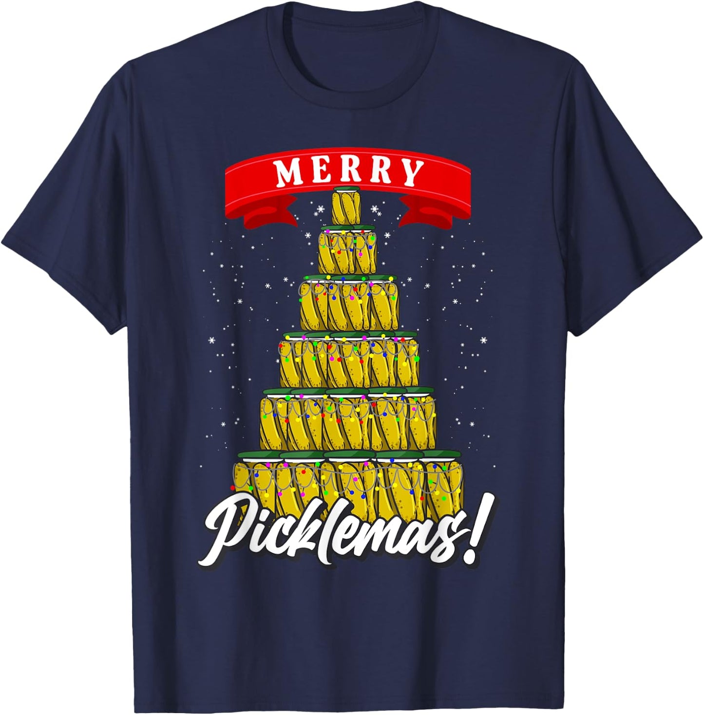 Pickle Gifts Men Women Fermentation Ugly Christmas Pickle T-Shirt - T-Shirt | Navy