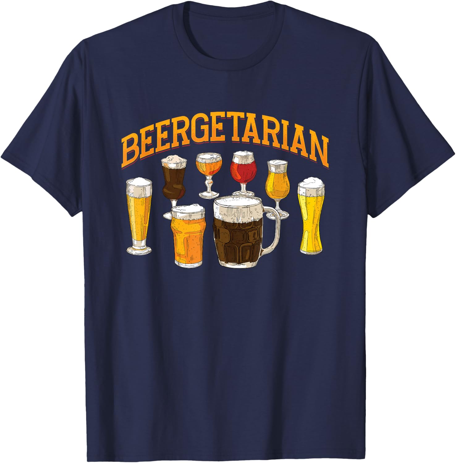 Funny Beergetarian | Craft Beer | Beer Drinker T-Shirt - T-Shirt | Navy
