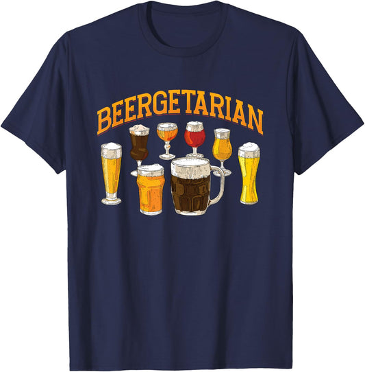 Funny Beergetarian | Craft Beer | Beer Drinker T-Shirt - T-Shirt | Navy