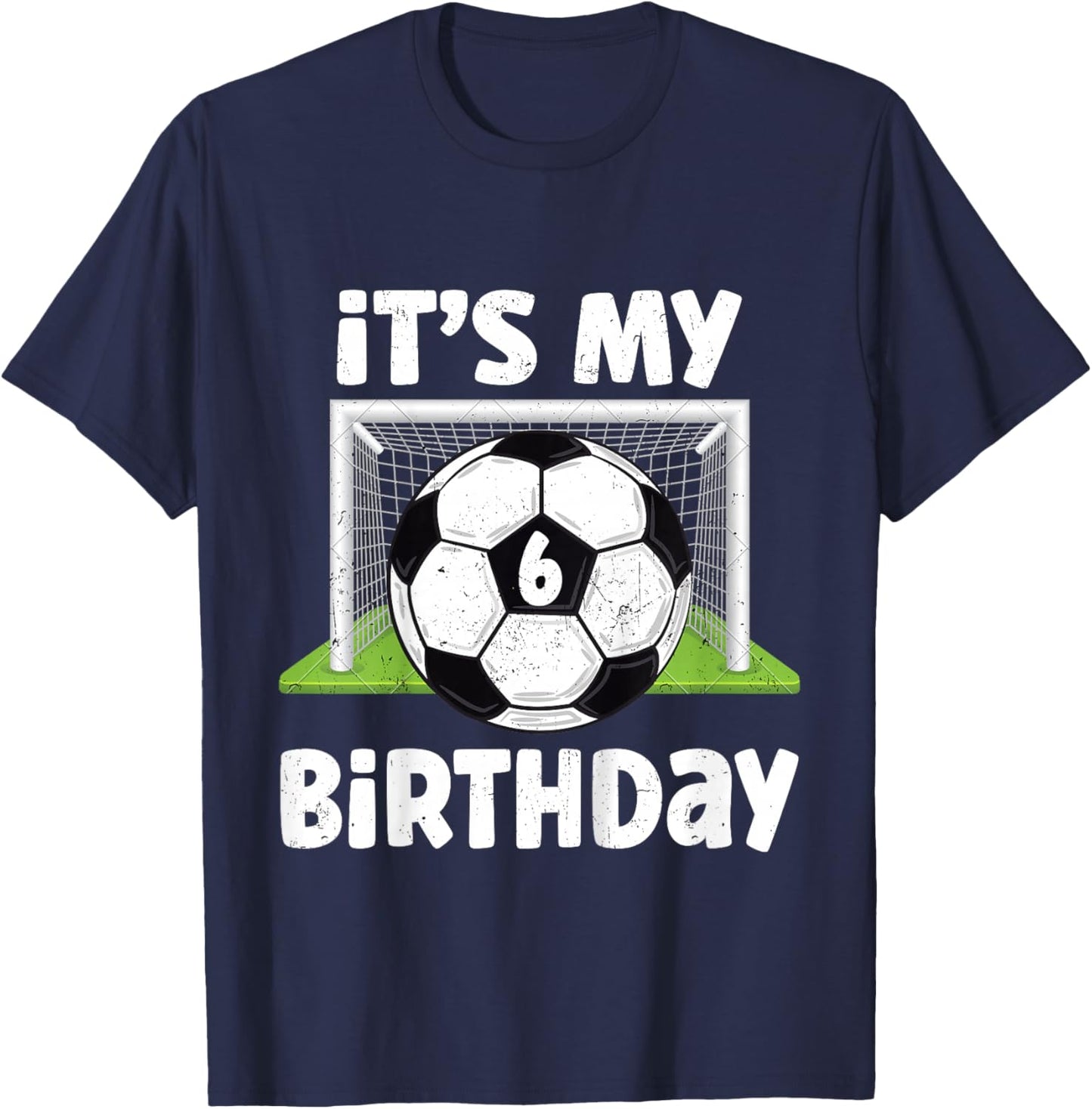 Kids 6 Years Old Soccer 6th Birthday Player Kids B-Day Party T-Shirt - T-Shirt | Navy