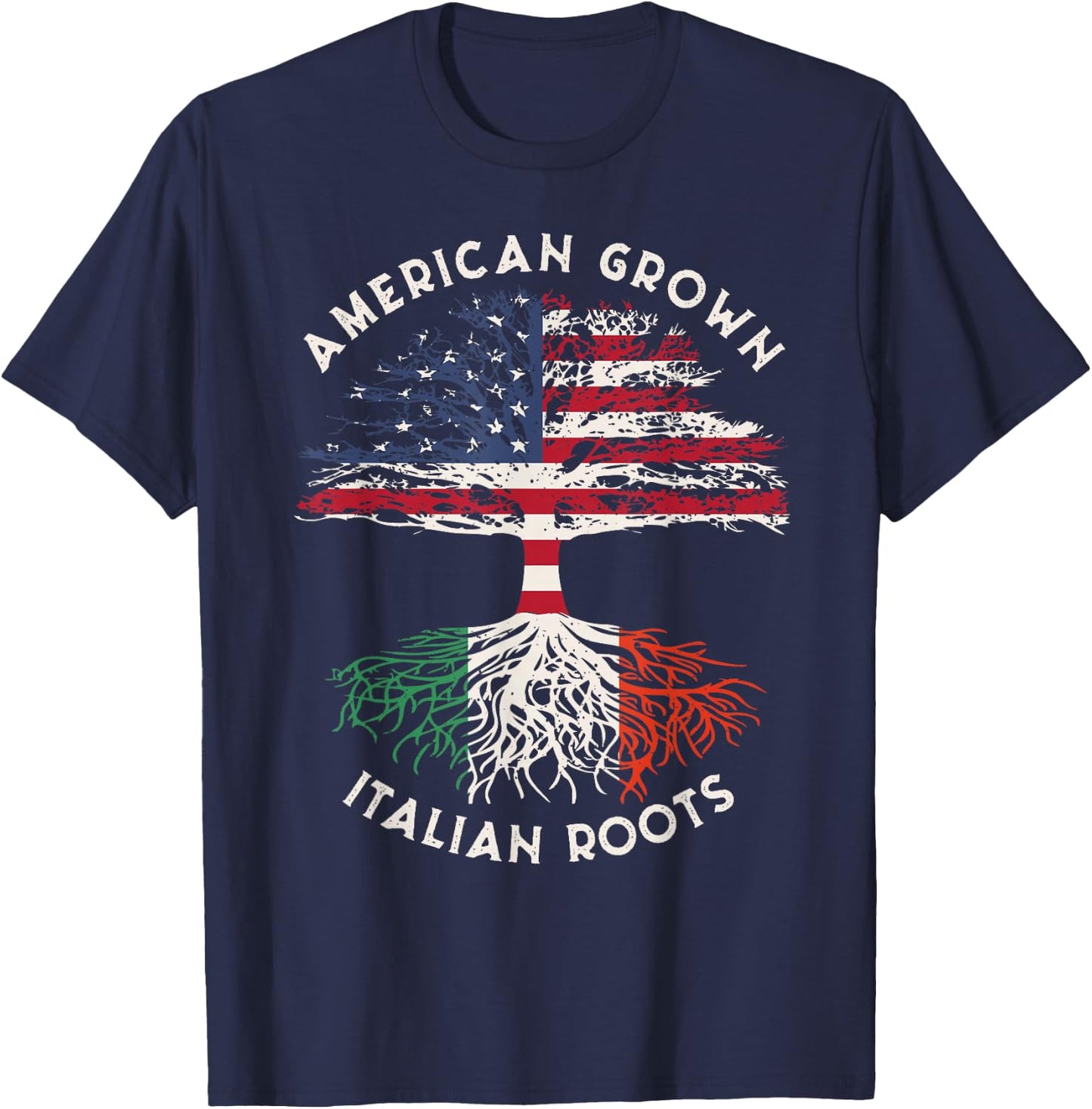 American Grown Italian Roots Family Tree Italy Flag Italian T-Shirt - T-Shirt | Navy