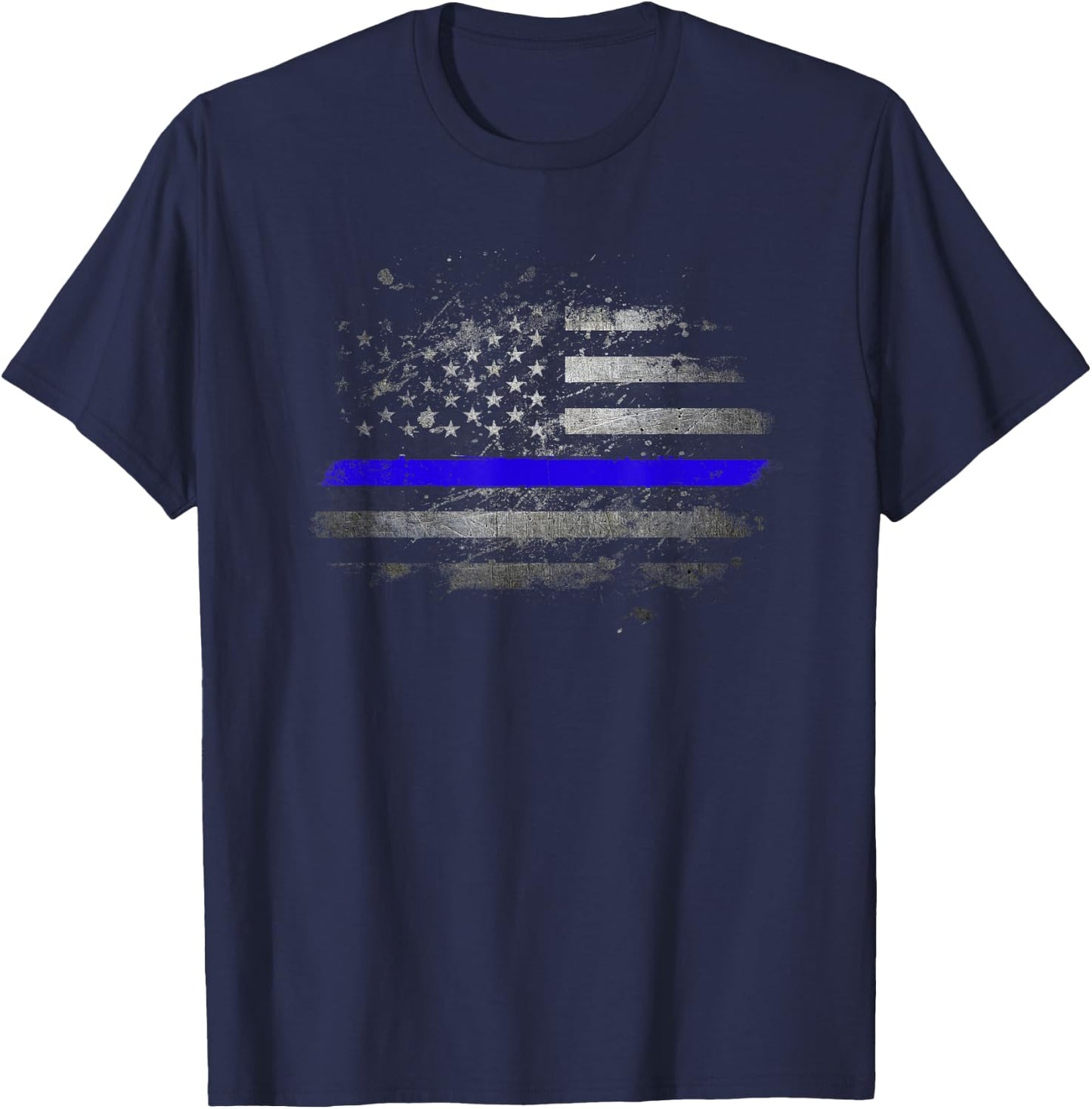 USA Flag Police Support Patriotic Law Enforcement Officer T-Shirt - T-Shirt | Navy