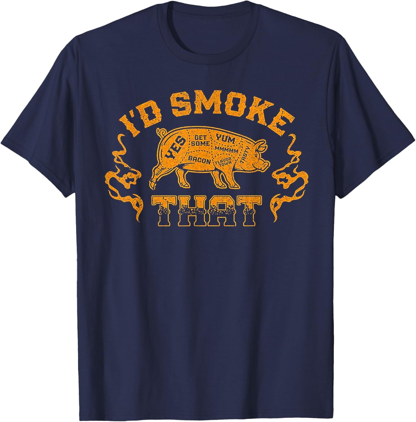 I'd Smoke That Pig Grill BBQ Meat T-Shirt - T-Shirt | Navy