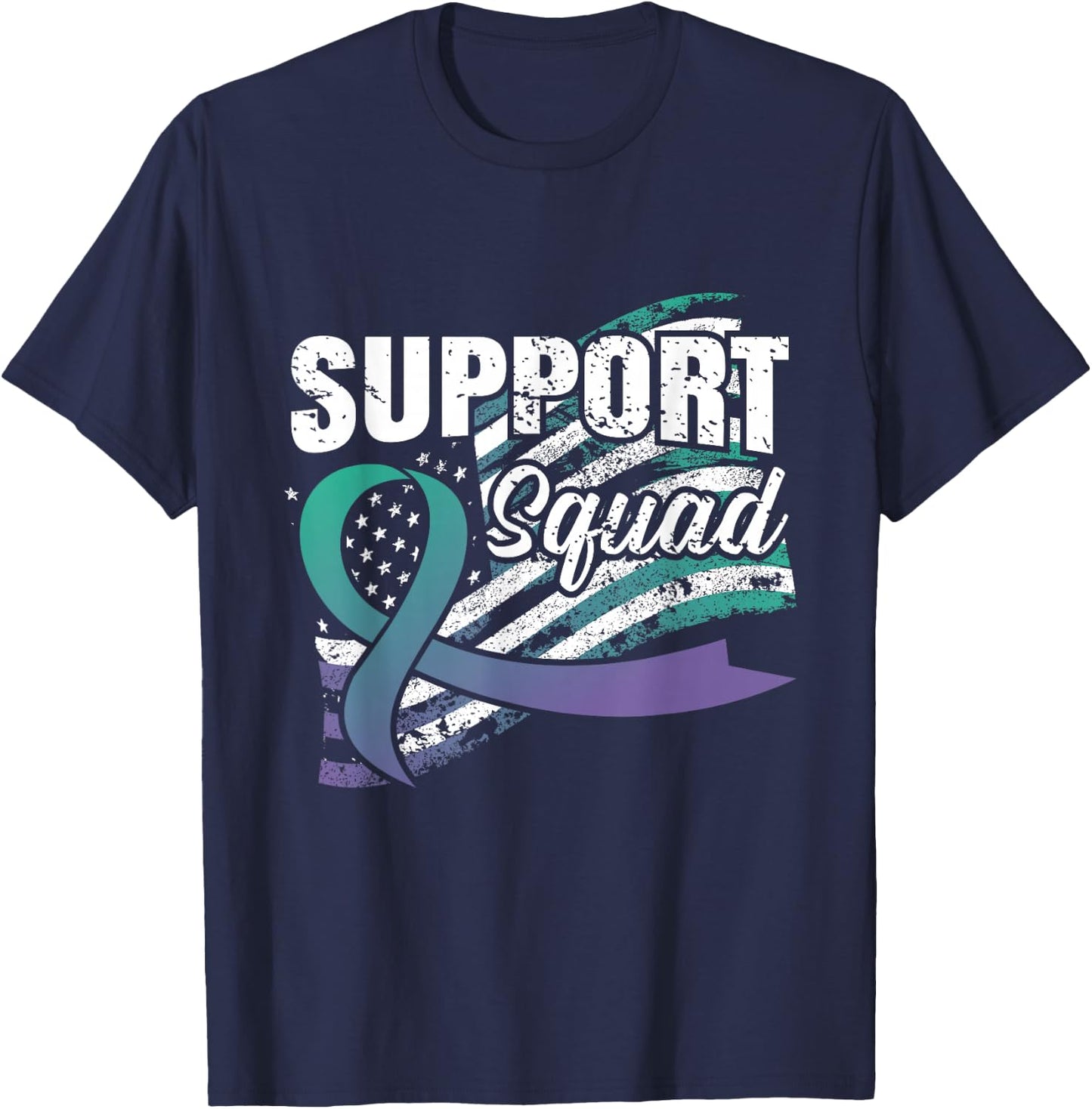 Anal Cancer Support Squad USA Flag Awareness Ribbon T-Shirt - T-Shirt | Navy