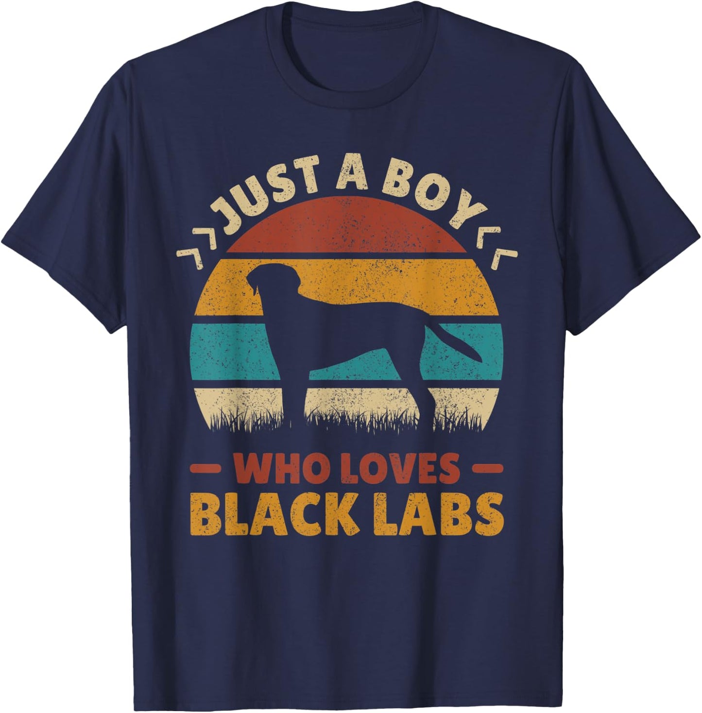 Just A Boy Who Loves Black Labs Dog Lover Labrador Retriever T-Shirt - T-Shirt | Navy