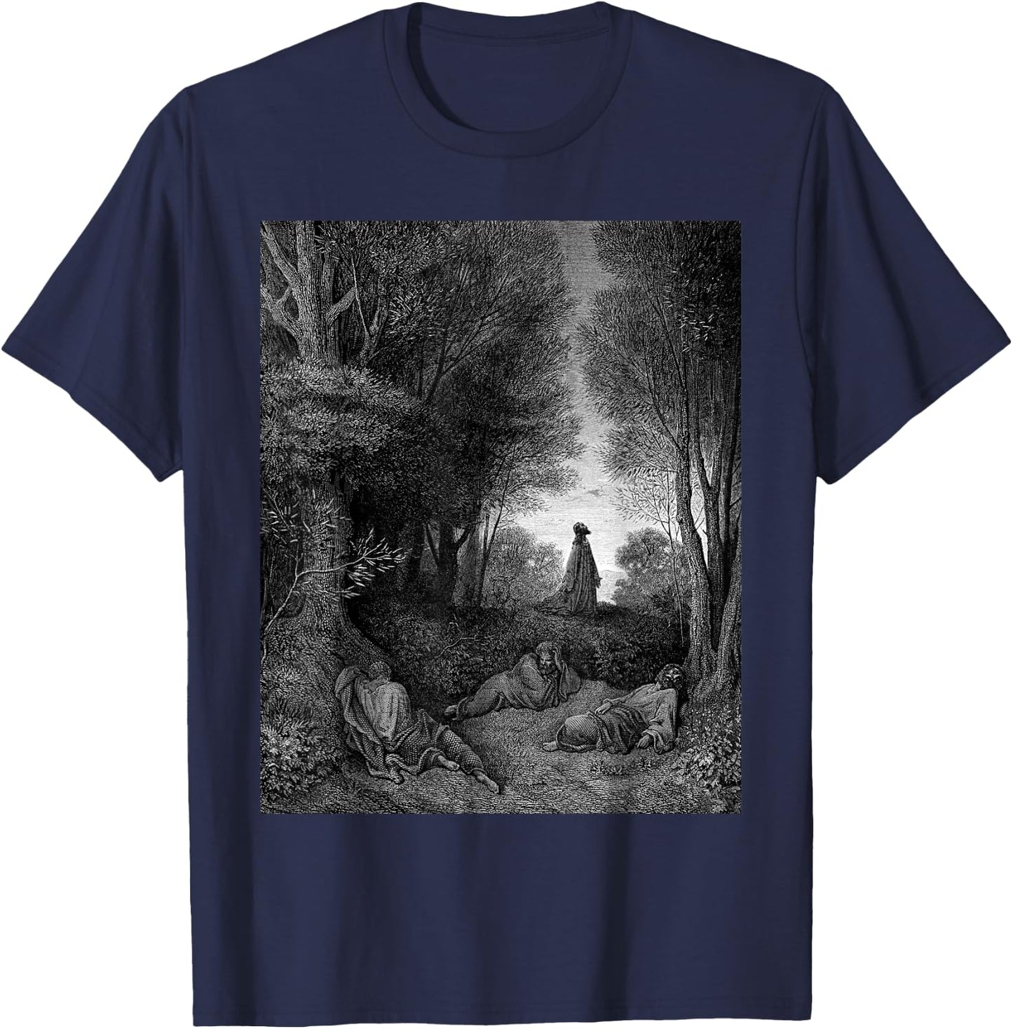 Jesus Praying in the Garden Gustave Dore Biblical Art T-Shirt - T-Shirt | Navy