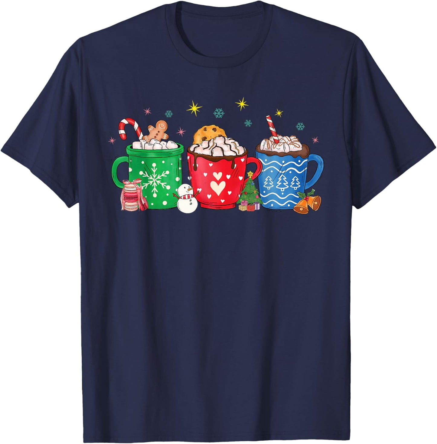 Christmas Hot Chocolate Cup Peppermint Mocha T-Shirt - T-Shirt | Navy