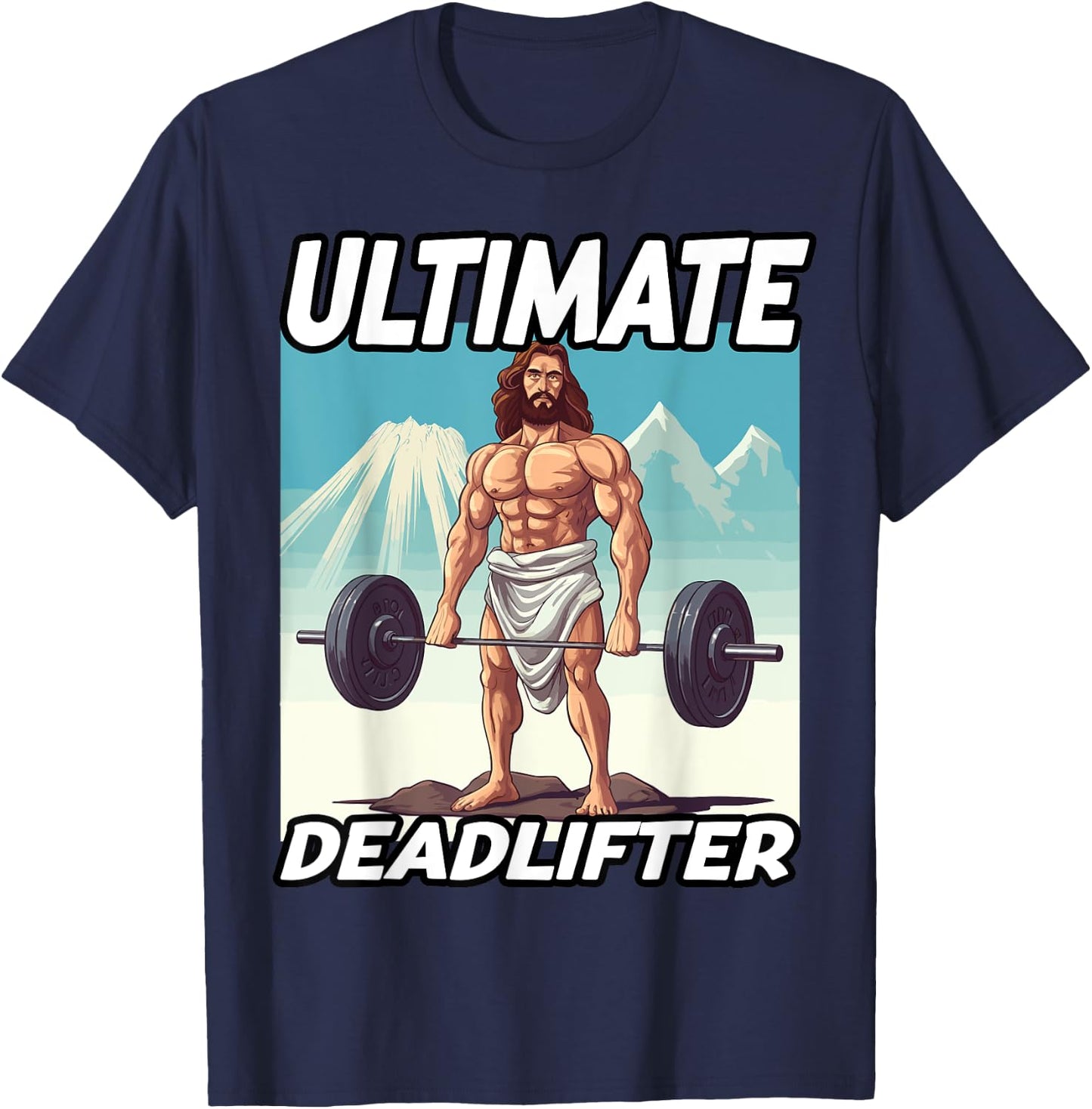 Funny Jesus Gym Workout Ultimate Deadlifter Jesus T-Shirt - T-Shirt | Navy