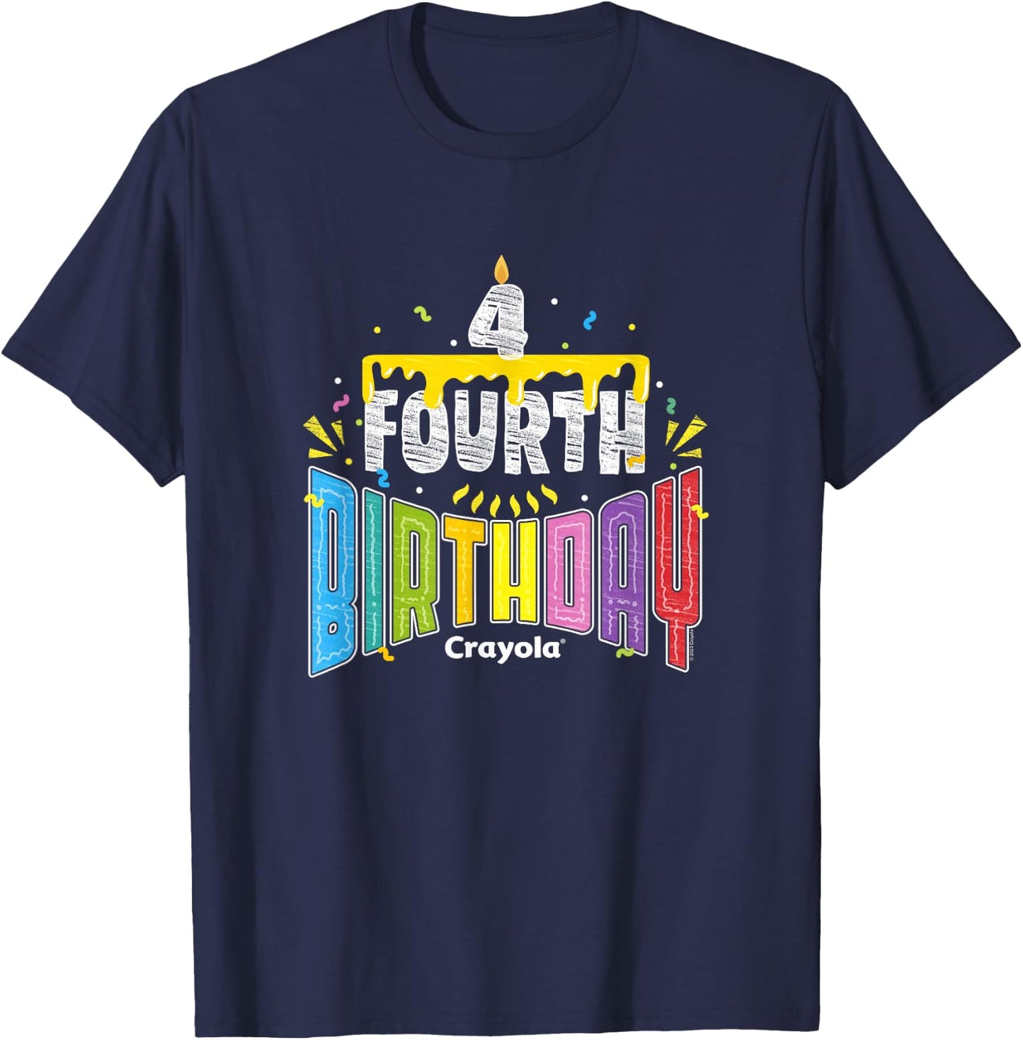 Crayola Fourth Birthday Colorful Celebration Cake Logo T-Shirt - T-Shirt | Navy