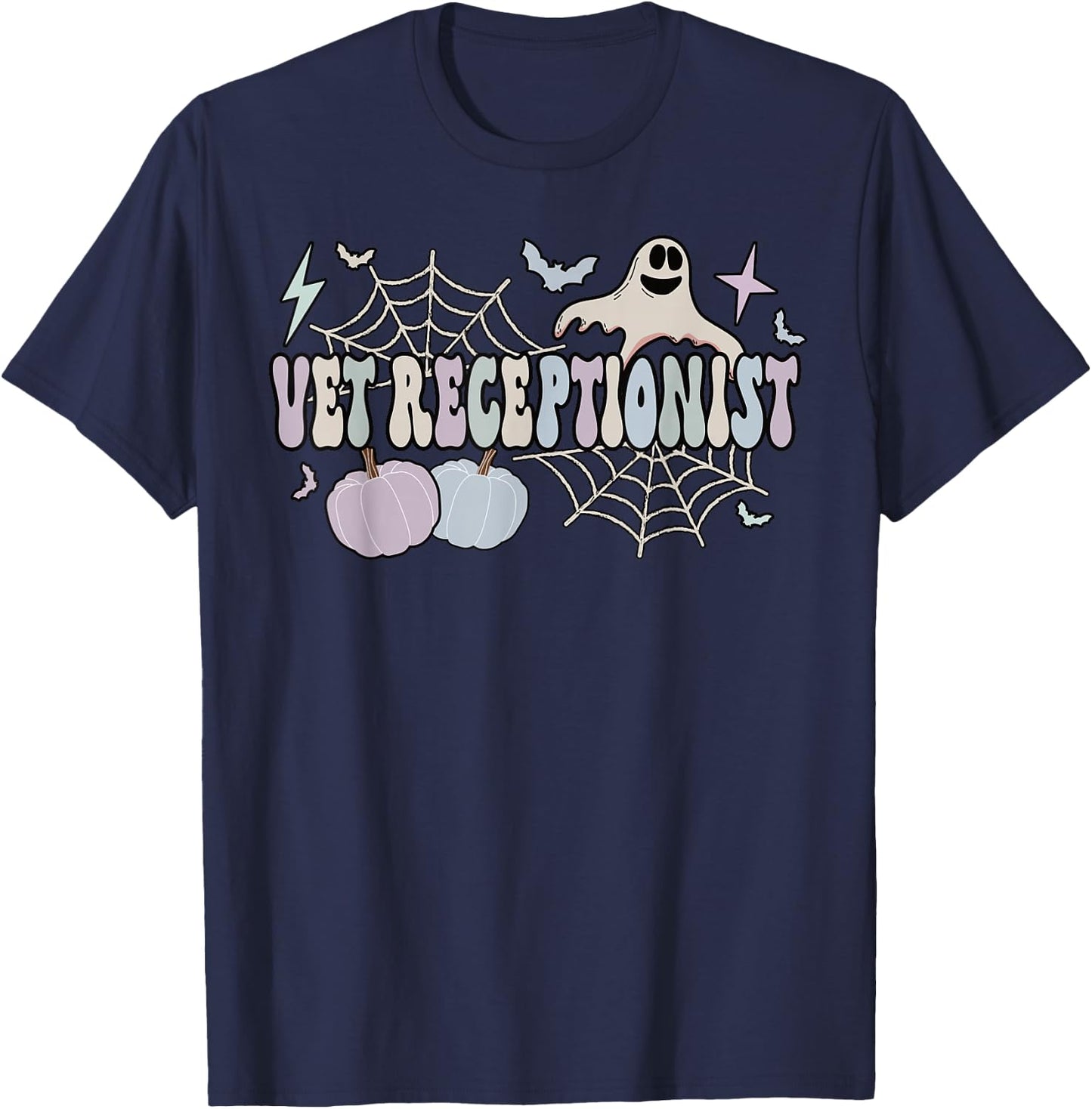 Spooky Vet Receptionist Halloween Veterinary Receptionist T-Shirt - T-Shirt | Navy