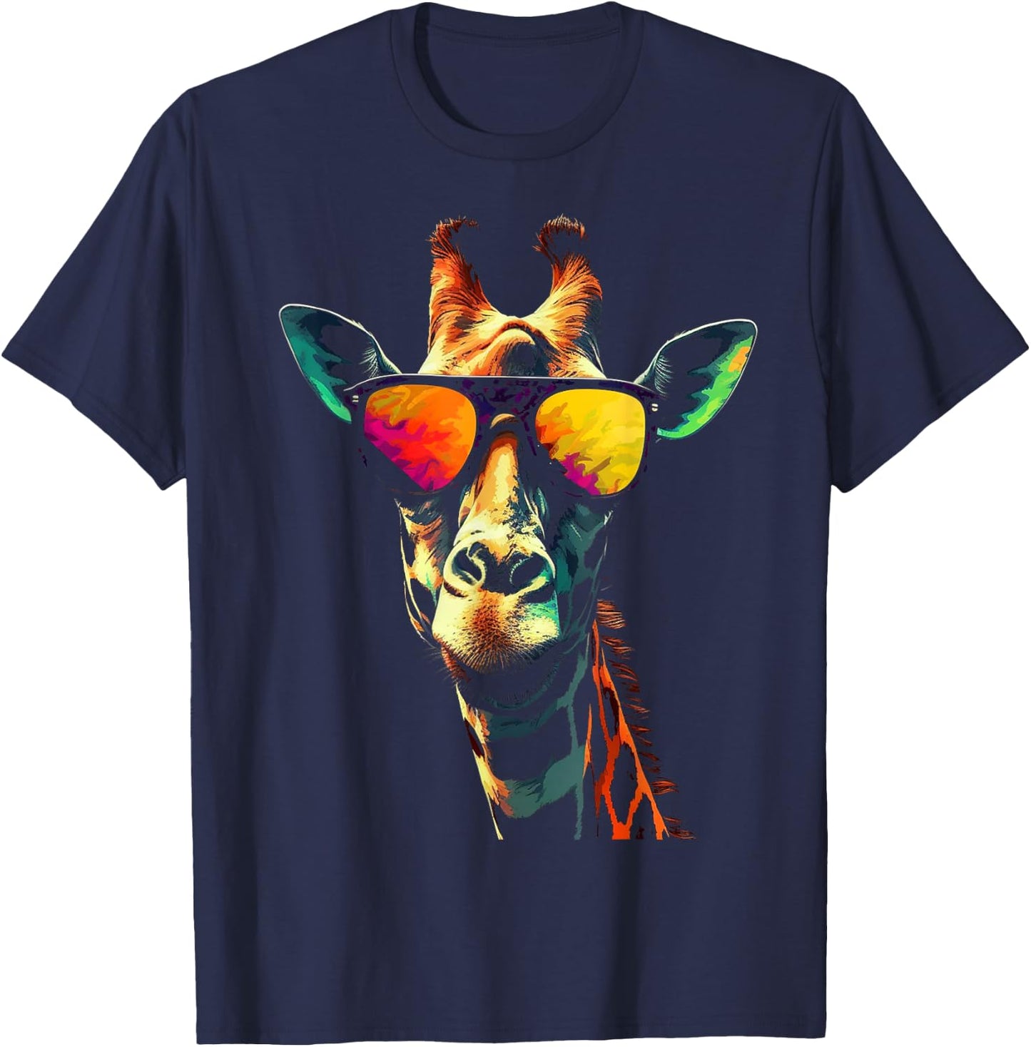 Giraffe Artwork Sunglasses Animal T-Shirt - T-Shirt | Navy