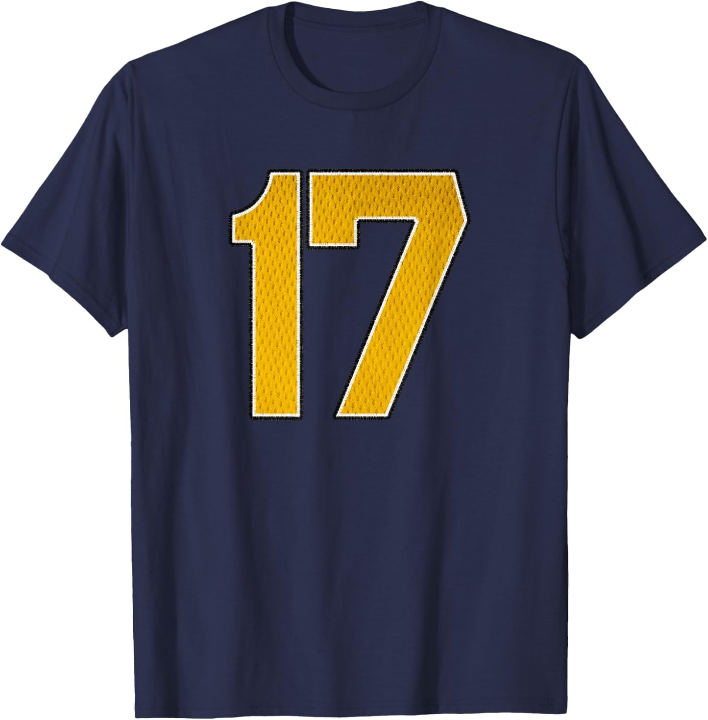 Gold Number 17 Athlete Sports Jersey Supporter Fanwear T-Shirt - T-Shirt | Navy