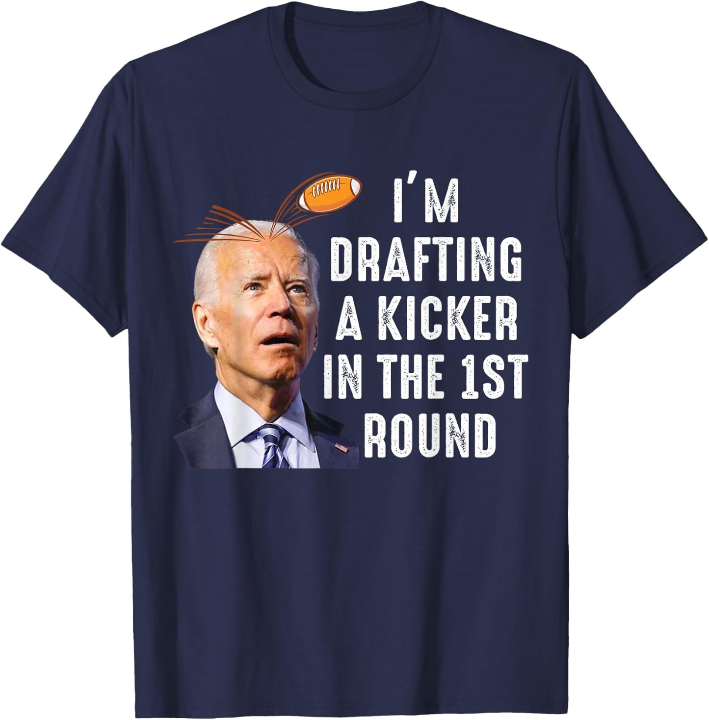 Confused Drafting Kicker Funny Fantasy Football Draft Party T-Shirt - T-Shirt | Navy