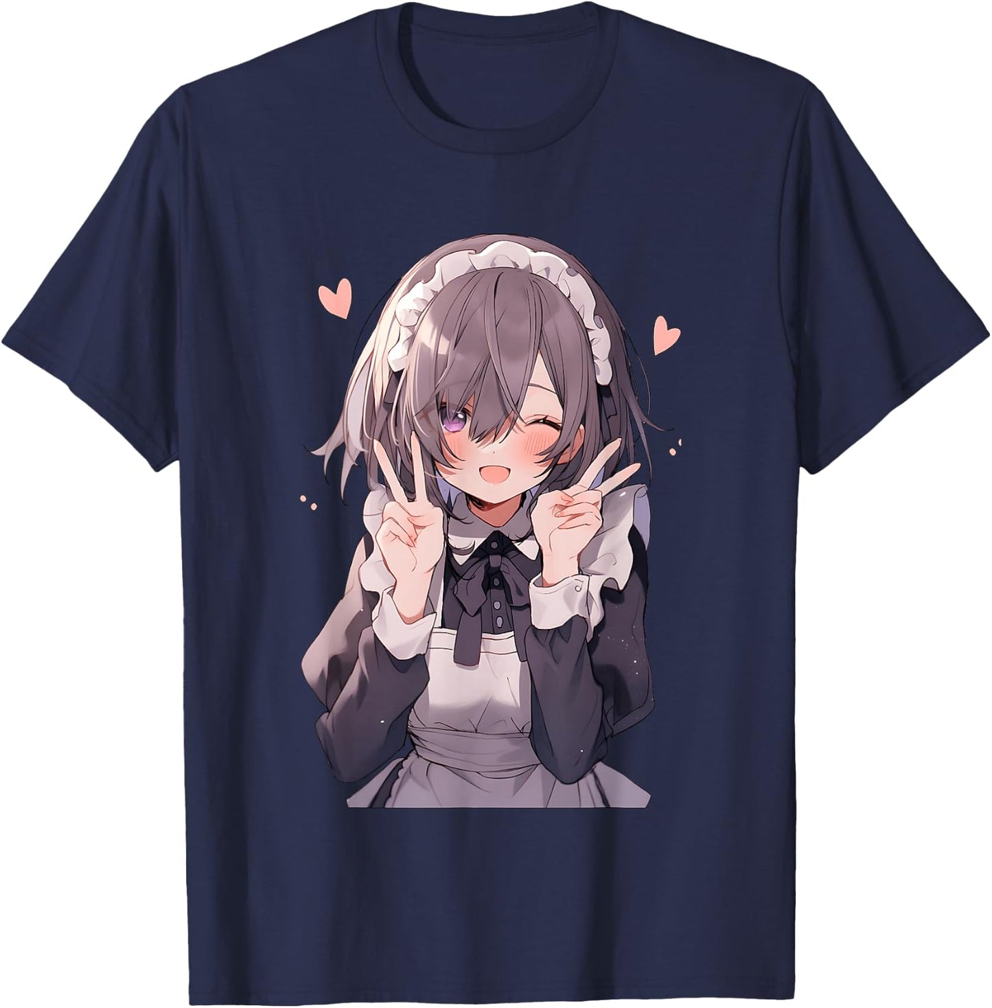 Kawaii Anime Girl Maid Cute Otaku T-Shirt - T-Shirt | Navy
