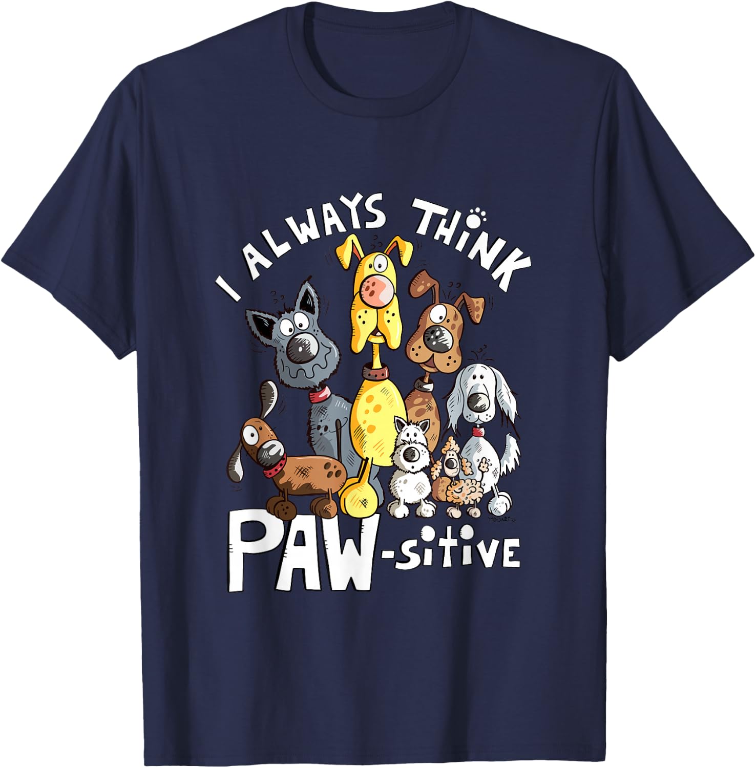 Colorful Dog Stack I Dog Team T-Shirt - T-Shirt | Navy