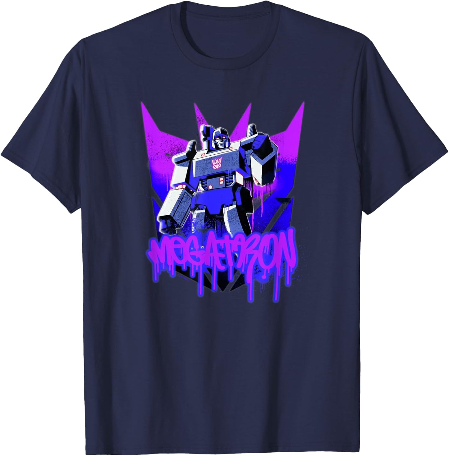 Transformers Megatron Graffiti Painted Wall Portrait T-Shirt - T-Shirt | Navy