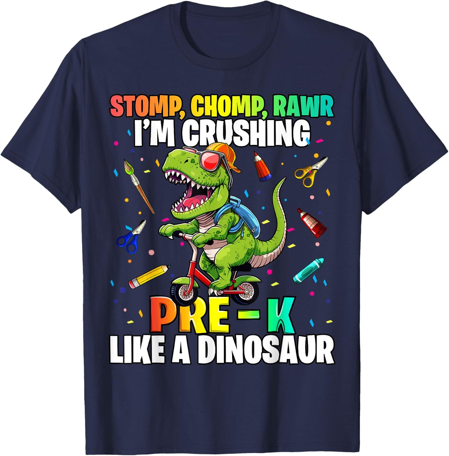 Dinosaur Pre-K Back to School First Day of School Boys T-Shirt - T-Shirt | Navy