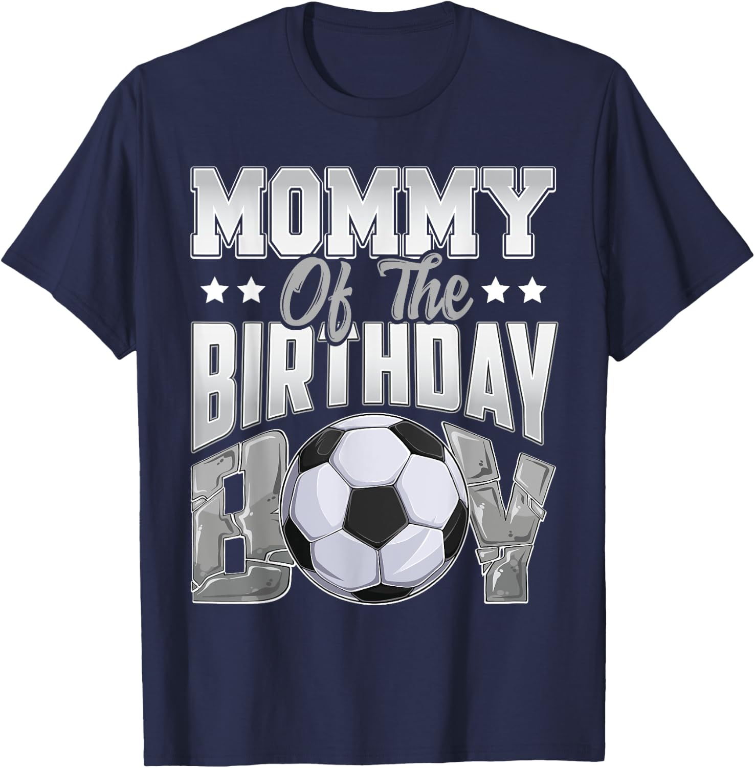 Mommy Soccer birthday Boy Family Baller b-day Party T-Shirt - T-Shirt | Navy