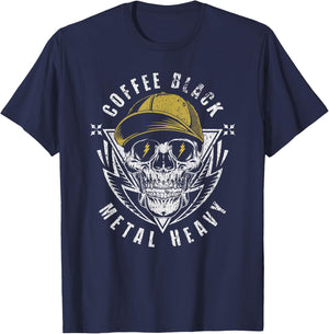 Coffee Black, Metal Heavy Gift Rock Music Fan T-Shirt - T-Shirt | Navy