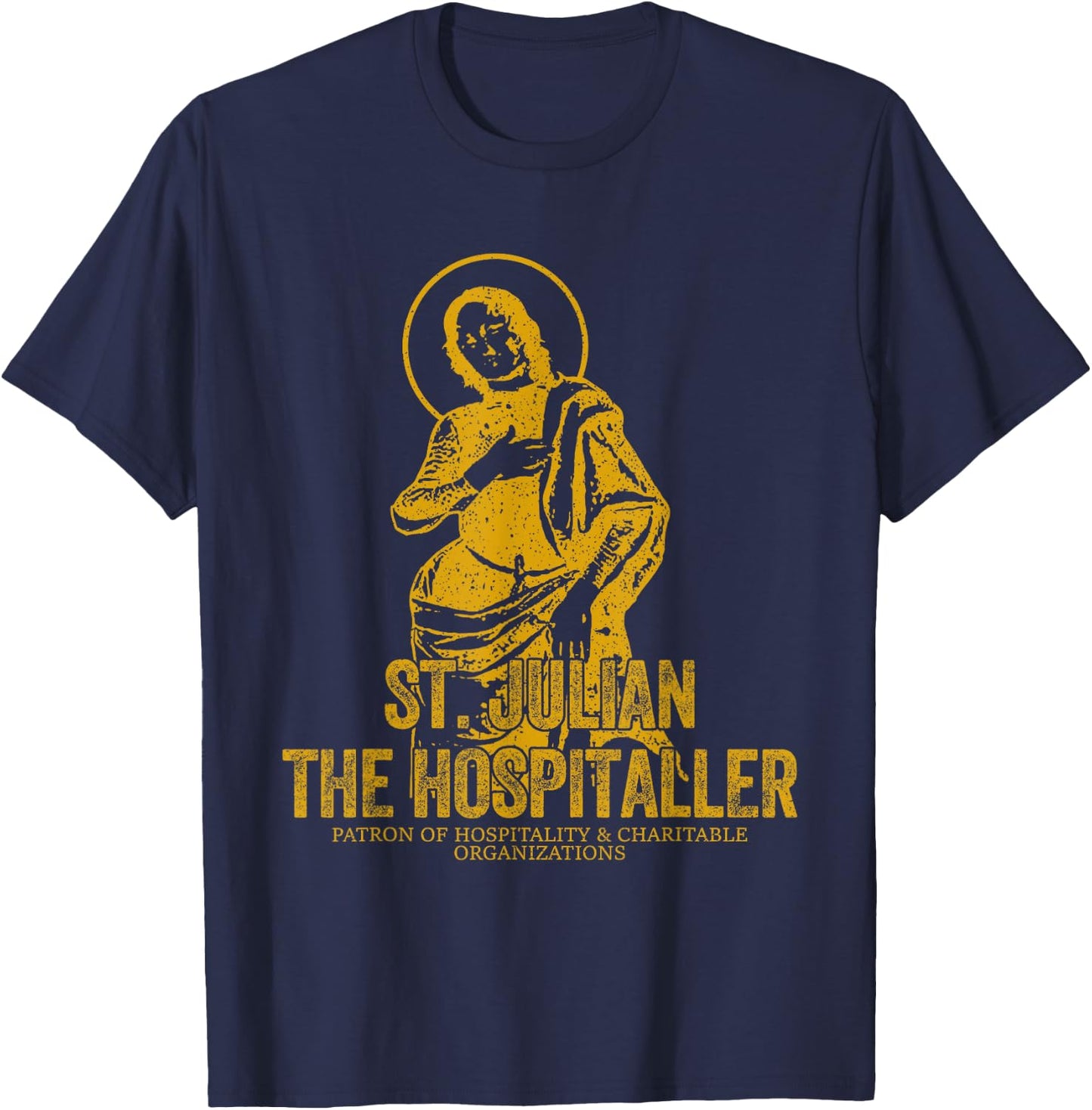 Catholicism Gold St. Julian The Hospitaller Christian Saint T-Shirt - T-Shirt | Navy