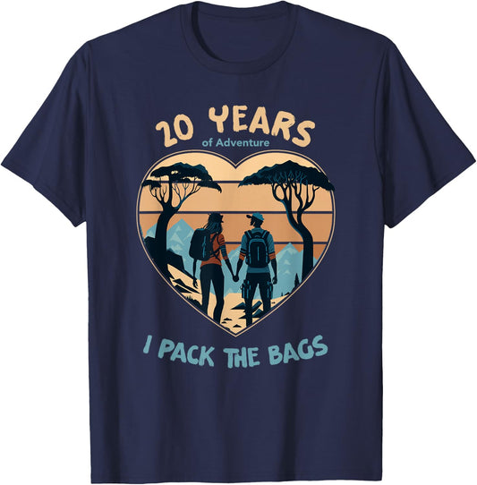 20 Years Adventure Pack the Bags 20th Anniversary Matching T-Shirt - T-Shirt | Navy