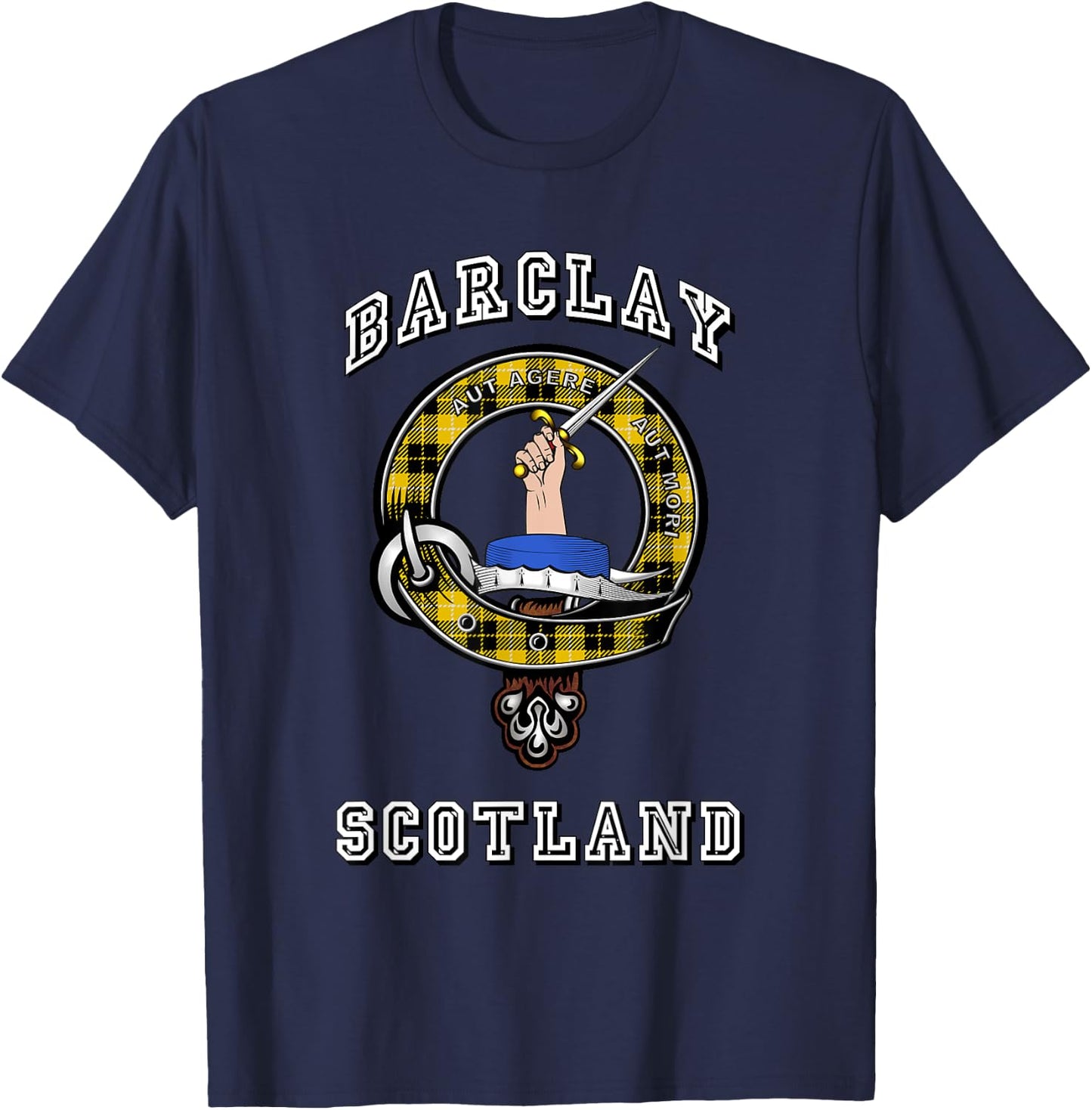 Barclay Tartan Clan Badge Athletic Style T-Shirt - T-Shirt | Navy