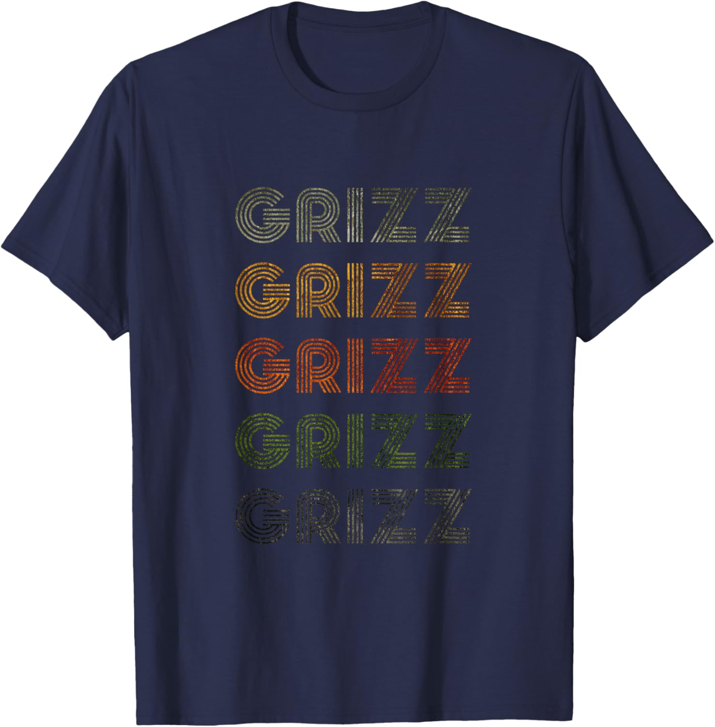 Love Heart Grizz Grunge Vintage Style Black Grizz T-Shirt - T-Shirt | Navy